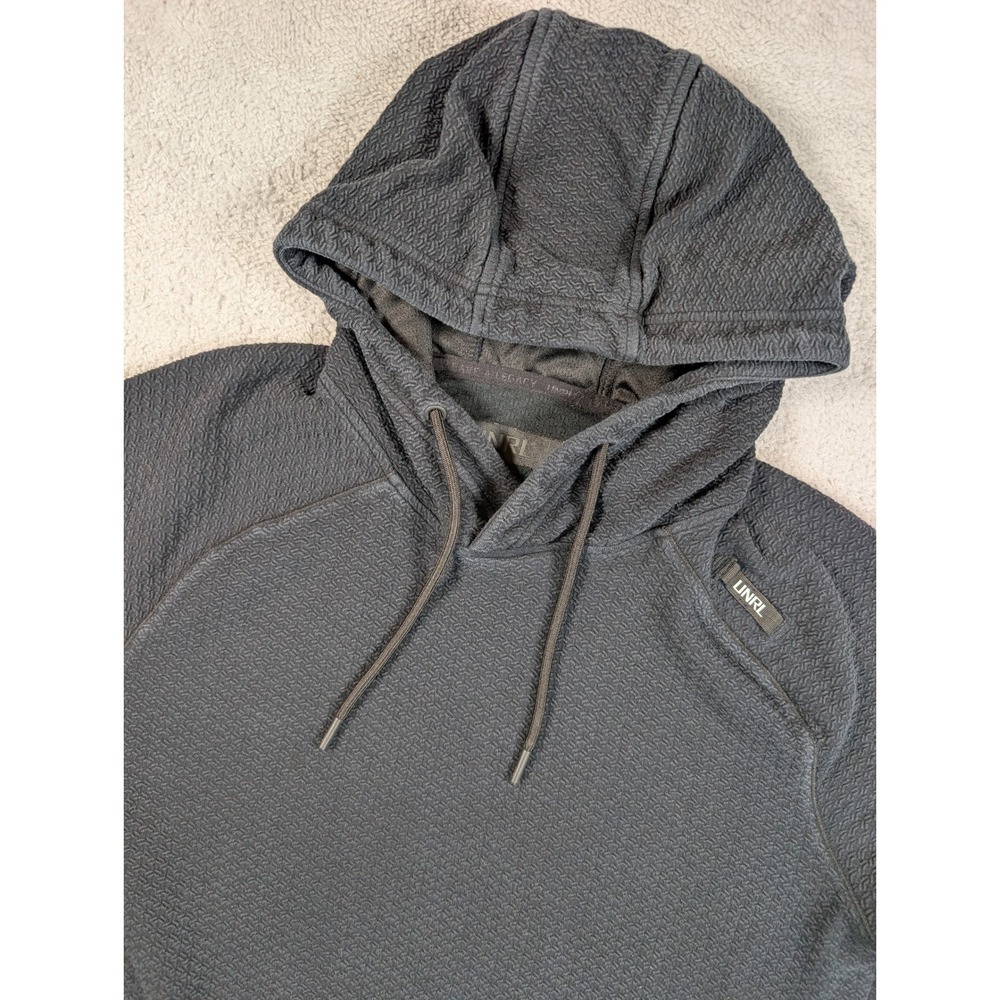 UNRL Legacy Hoodie Mens Medium Black Textured Knit Pullover Zipper Pockets